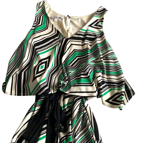 Maggy London Sleeveless Dress in Geometric Striped Pattern Sz 8 Modern Chic City - Picture 4 of 10